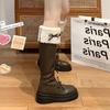 Autumn Winter Short Plush Woman Knee High Boot Fashion Butterfly-knot Knight Long Booties Thick Bottom Botas Feminino