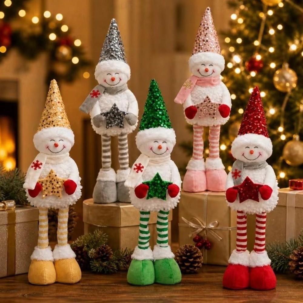 Stretchable Retractable Snowman Doll Figurine Sparkling Telescoping Snowman Figurine Gifts Giving