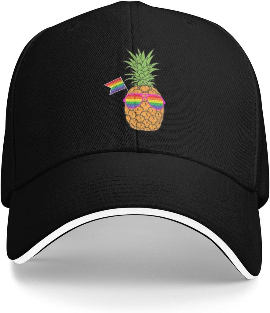 Pineapple LGBT Pride Rainbow Flag Baseball Cap Polyester Adjustable Casual Unisex Adult Hat