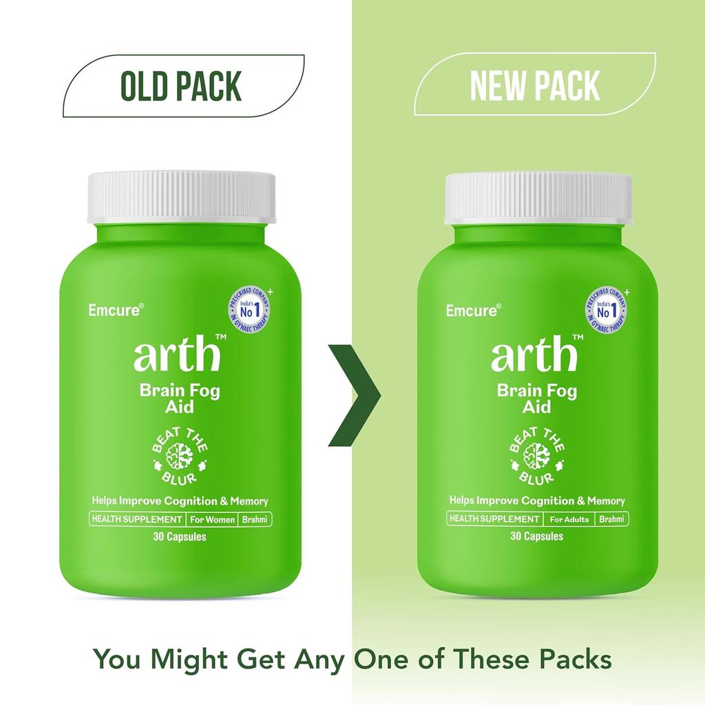 Arth Brahmi Capsules by Emcure | 60 Veg Capsules for Memory, Focus & Mental Clarity Support