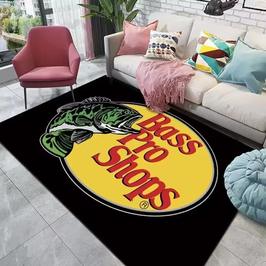 

B-Bass Pro Shop Pattern Living Room Carpet Fishing Enthusiast Carpet Non-Slip, Floor Mat for Bedroom Game Room Cabin Decor 40x60cm