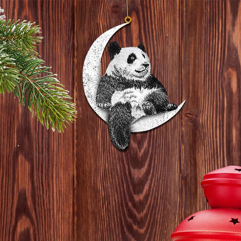 Christmas Tree Decorations Animal Hanging Ornament Sitting On The Moon Animal Pendants Car Rearview Mirror Hanging Ornaments