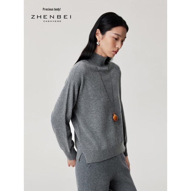 Zhenbei Women's Fully Formed Cashmere Half-High Collar Sweater