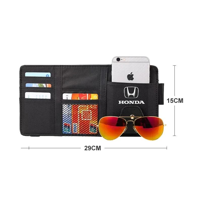 2025 Car New Honda Car Glasses Storage PU Leather Multi-Function Sun Visor Point Organizer Storage Pocket For Honda Fit Jazz Acc