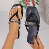 New Square Toe Metal Buckle Toe-Post Thong Sandals – Outdoor Casual Flat Beach Slippers for Women