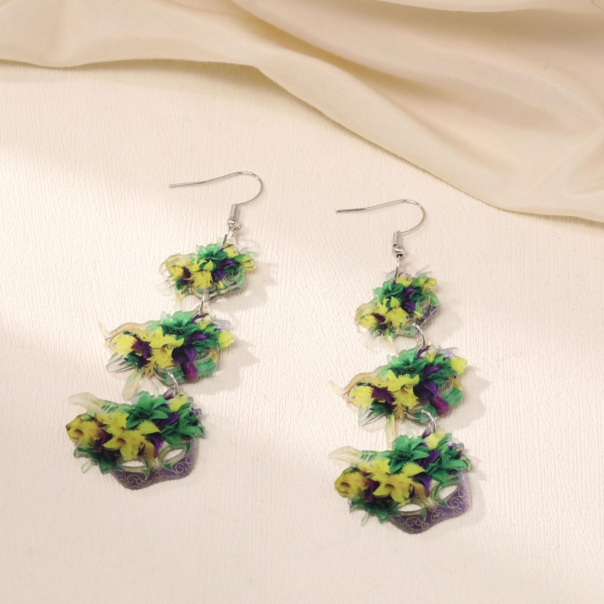 Exaggerated Punk Style Personality Wheat Ear Pattern Oval Earrings Earrings Direct Sales