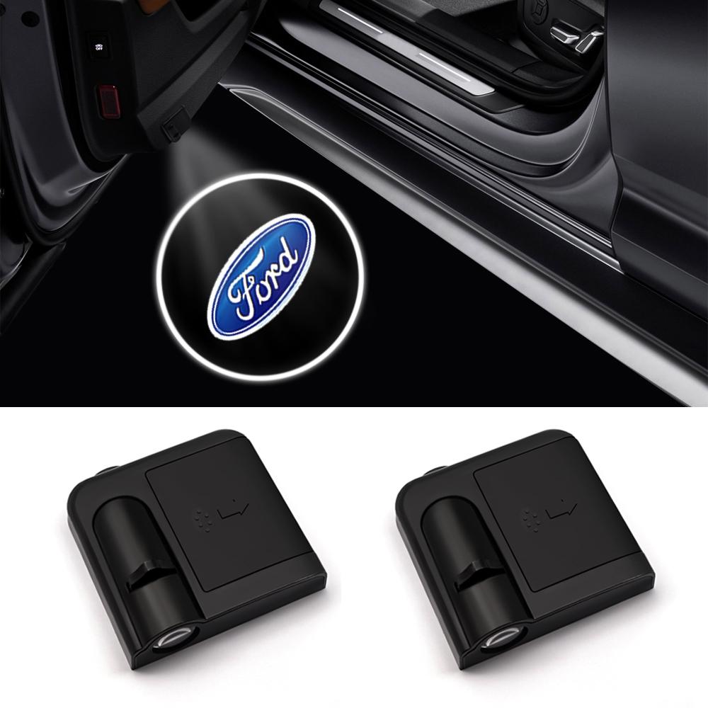 BQYI9 1/2Pcs Led Car Door Welcome Laser Projector Logo Ghost Shadow Lights Courtesy Decor Lamp For Ford Focus Fiesta Ranger Mondeo