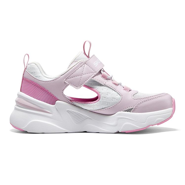 Skechers Fashion Velcro Casual Outdoor Running Non-Slip Durable Sports Sandals Kids Sandals White Pink 319025L-PKW