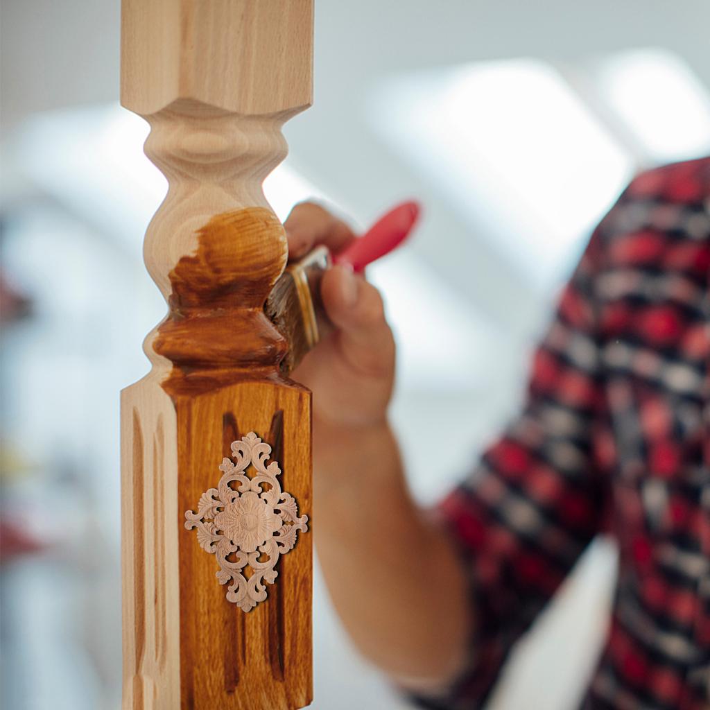 Carved Onlay Wood Applique Decoration Ornaments for Crafts Unpainted Frames The Flowers