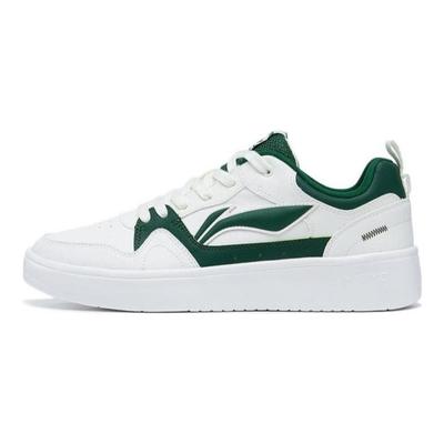 Li Ning Line 2.0 Slip Resistant Abrasion Resistant Low Top Skateboard Shoes Men's White Green AGCT337-1
