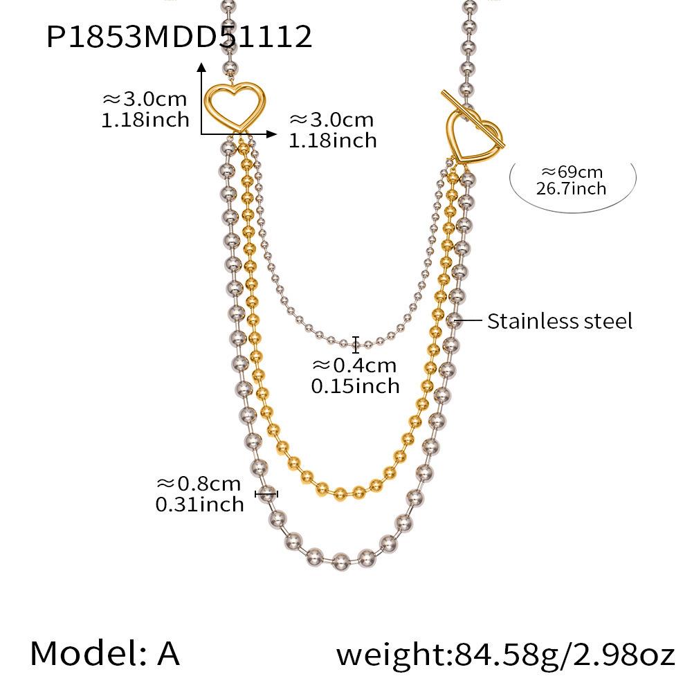 Qiong Yao Multi-layer Color Block Beaded Necklace, Long European Style, Bold Runway Stainless Steel Design.