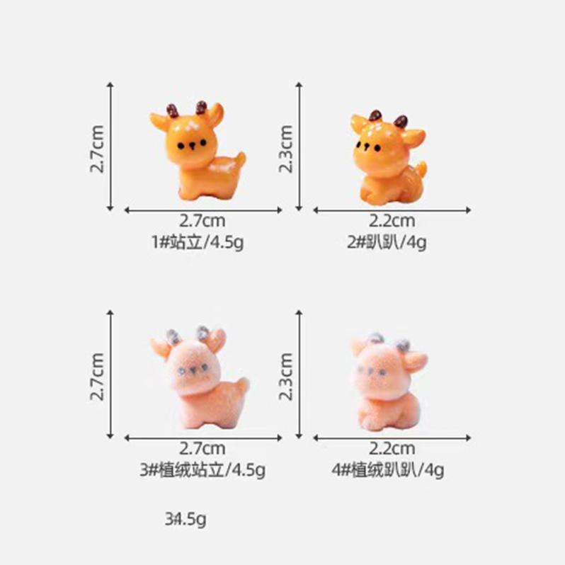 4PCS Cute Plush Deer Figurine Model DIY Kawaii Decoration Accessories Gardening Farm Landscaping Small Ornaments