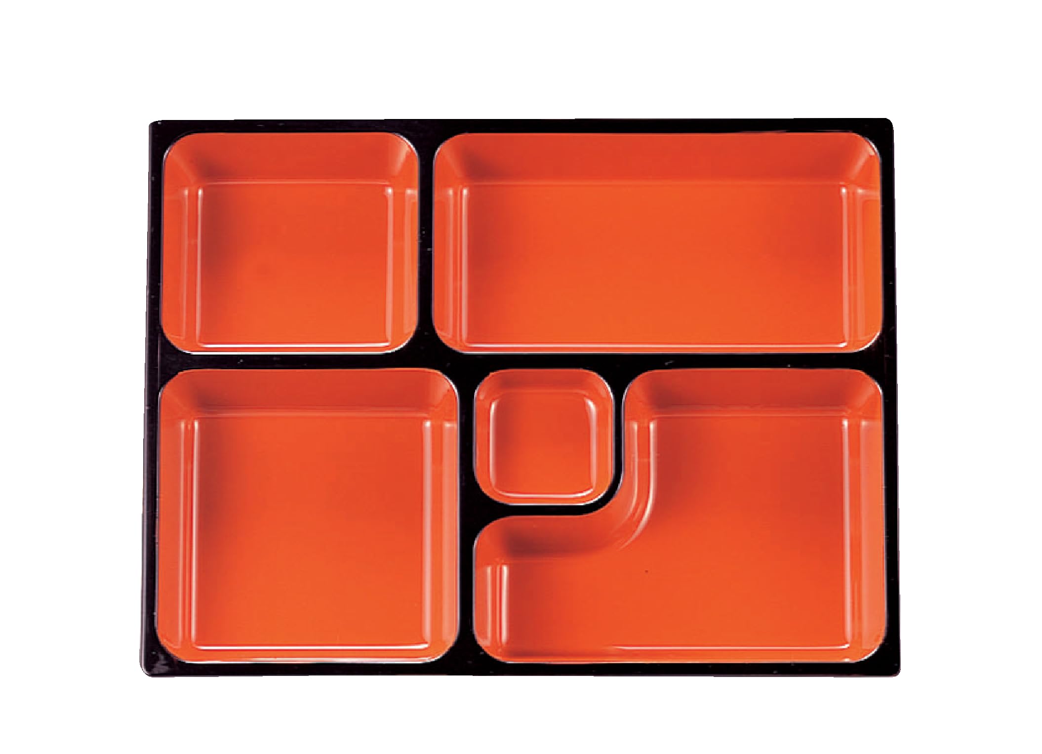 Wakaizumi Lacquerware Long Bento Box Vermilion and TA9-inch Divider, Black, F-2-74
