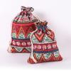 1pcs Antique Linen Cloth Drawstring Brocade Bag with Striped Pattern, Perfect for Jewelry and Stationery Storage
