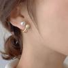 Geometric C Shape Korean Style Earrings Pearl Earrings Female Stud Earrings Mental Hoop Earrings