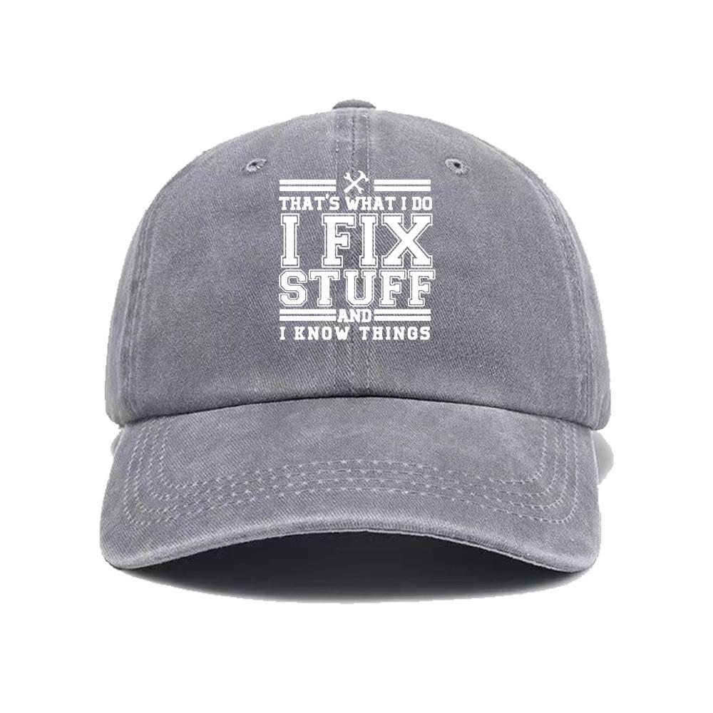 Fix Stuff Cotton Baseball Cap With Embroidered Print For Summer Outdoor Sunshade