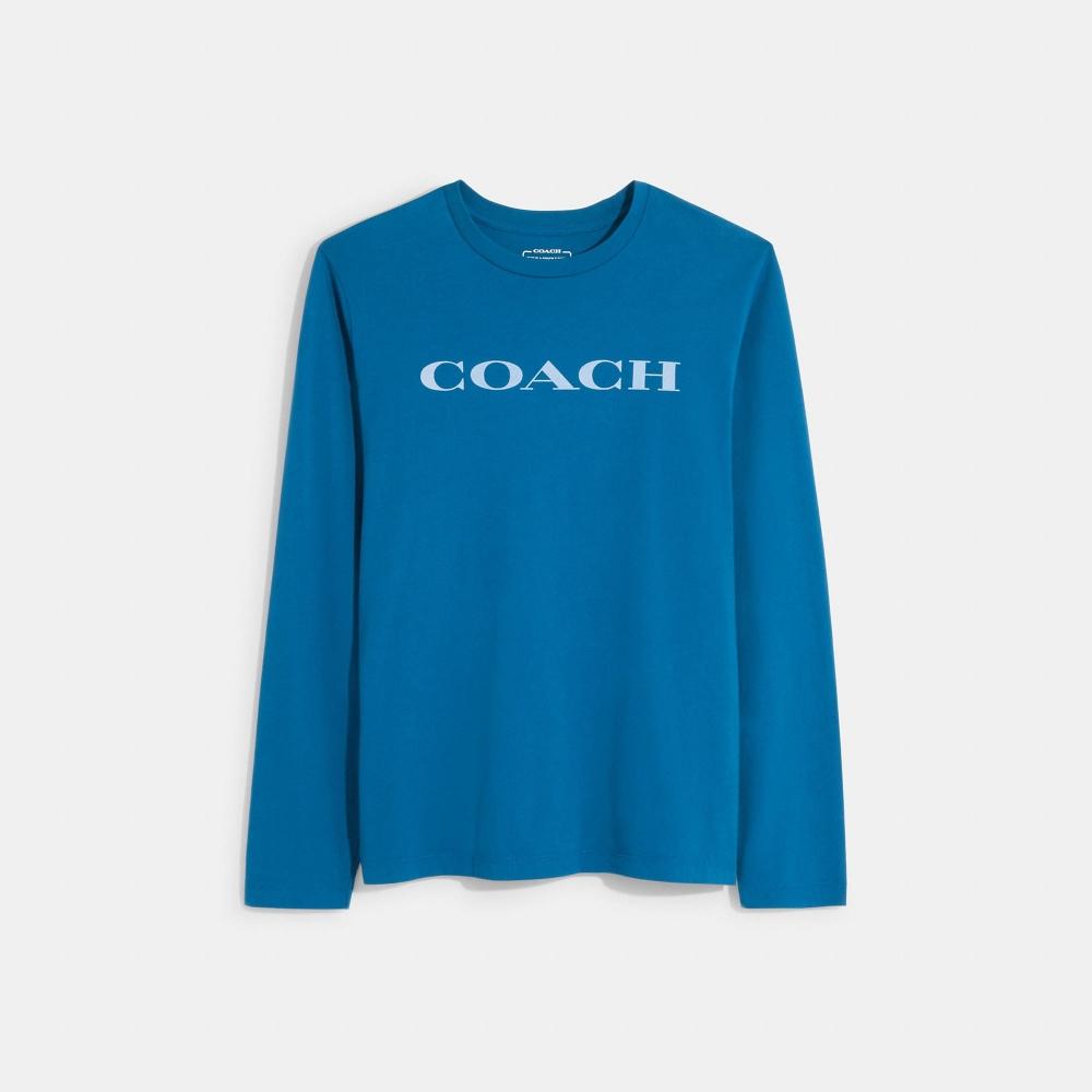 

Футболка с длинными рукавами Coach Essential из органического хлопка синего сапфира