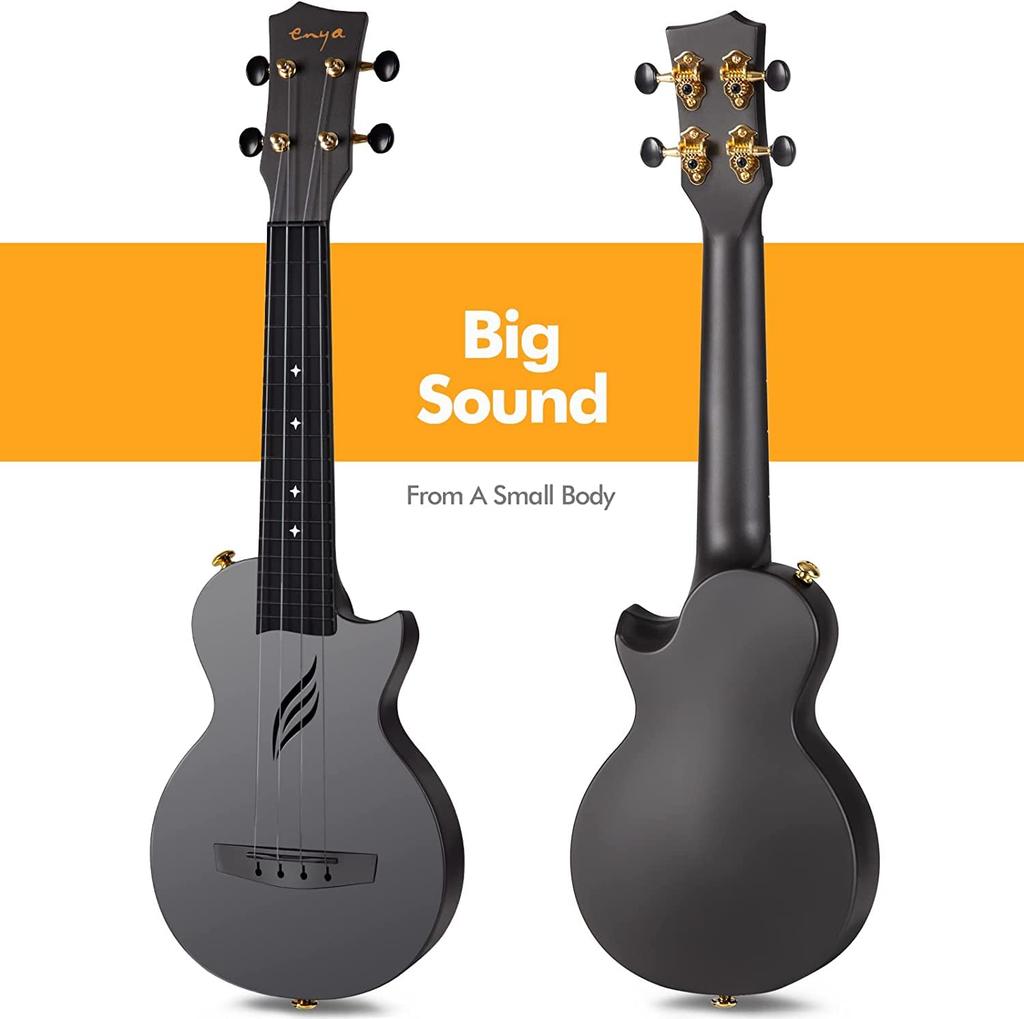 Enya Nova U Mini Black Soprano Ukulele Beginner Set (Carbon Fiber) Includes Case, Strap, Capo, and Spare Strings (Black) [Official Japanese Product]