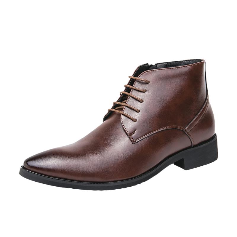 British Style Fashion High Top Shoes Men's Suit Short Boots Banquet Formal Boots Men's Genuine Leather Boots Free Delivery