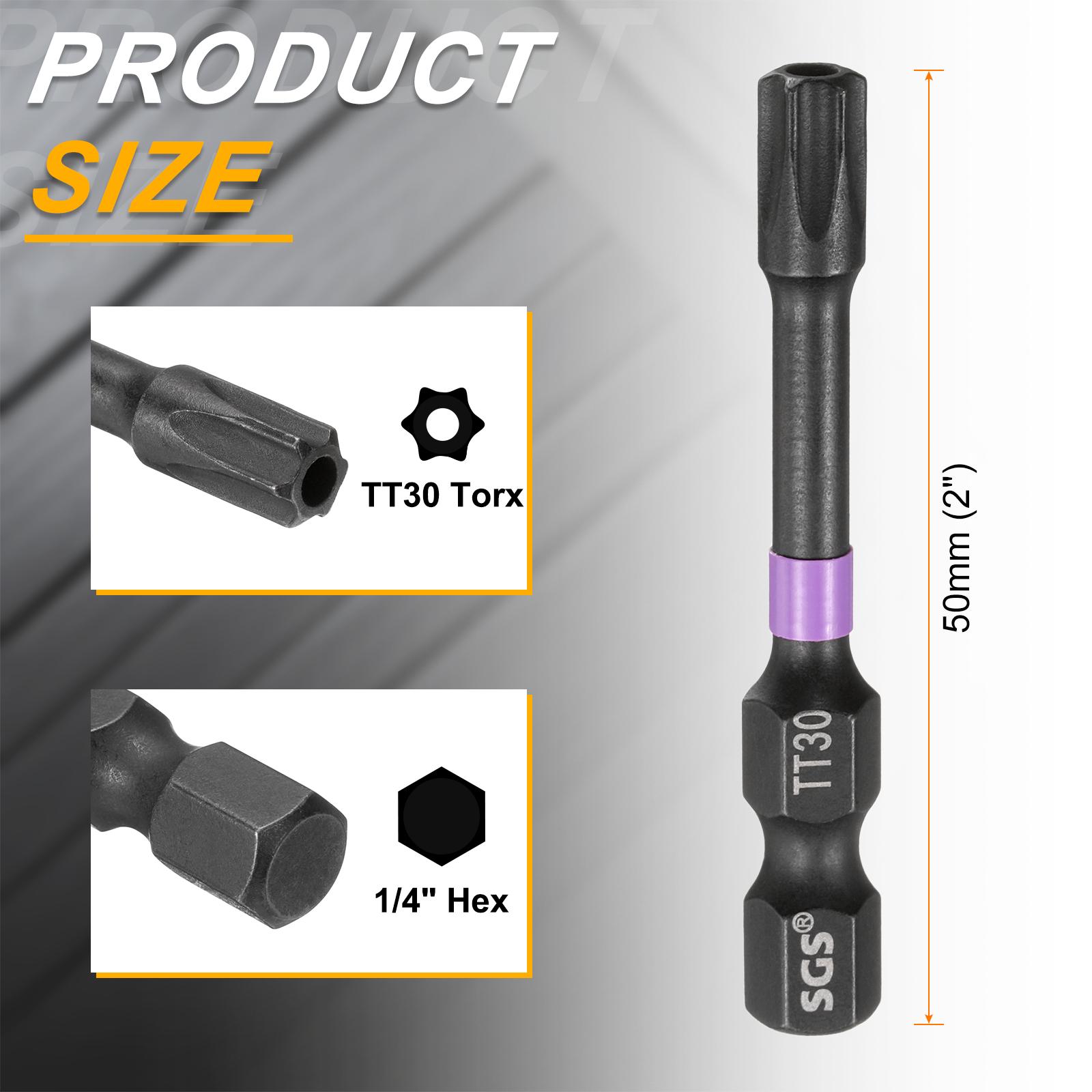 

T7-T50 Torx Head Impact Screwdriver Bits 1/4 Hex Shank Magnetic No Hole Tamper Proof 6 Point Star Screw Driver Bits Power Tools 1pcs