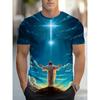 Jesus Letter Graphic Print Men's T-shirt Summer Short Sleeve T-Shirts Casual Oversized Jesus Christ Men's and Women's T-shirt Top