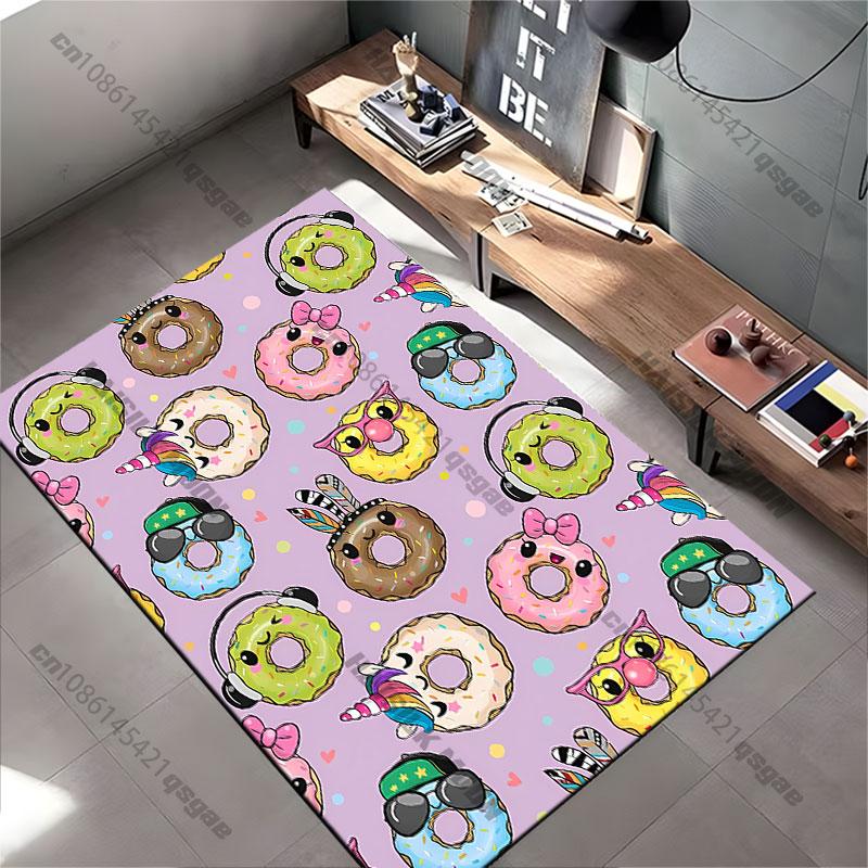 Cute donuts with playful personalities carpet Yoga living room room decor children's crawling mat doormat area rug
