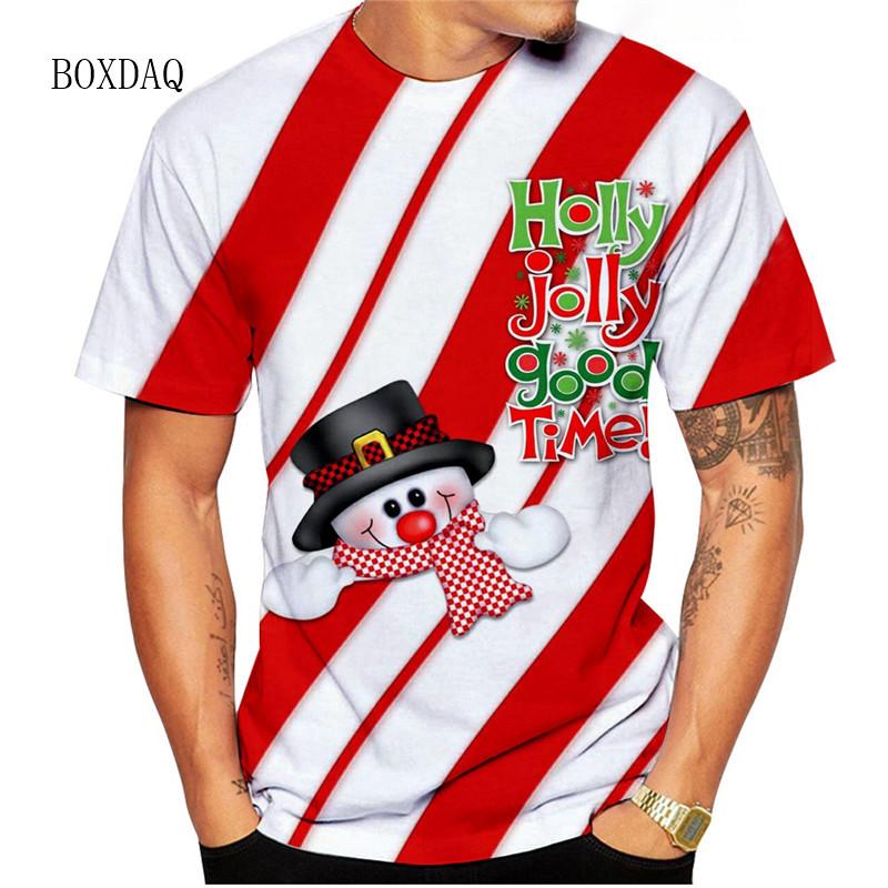 Summer Men's 3D Printed Crew Neck T-Shirt Christmas Dress Up
