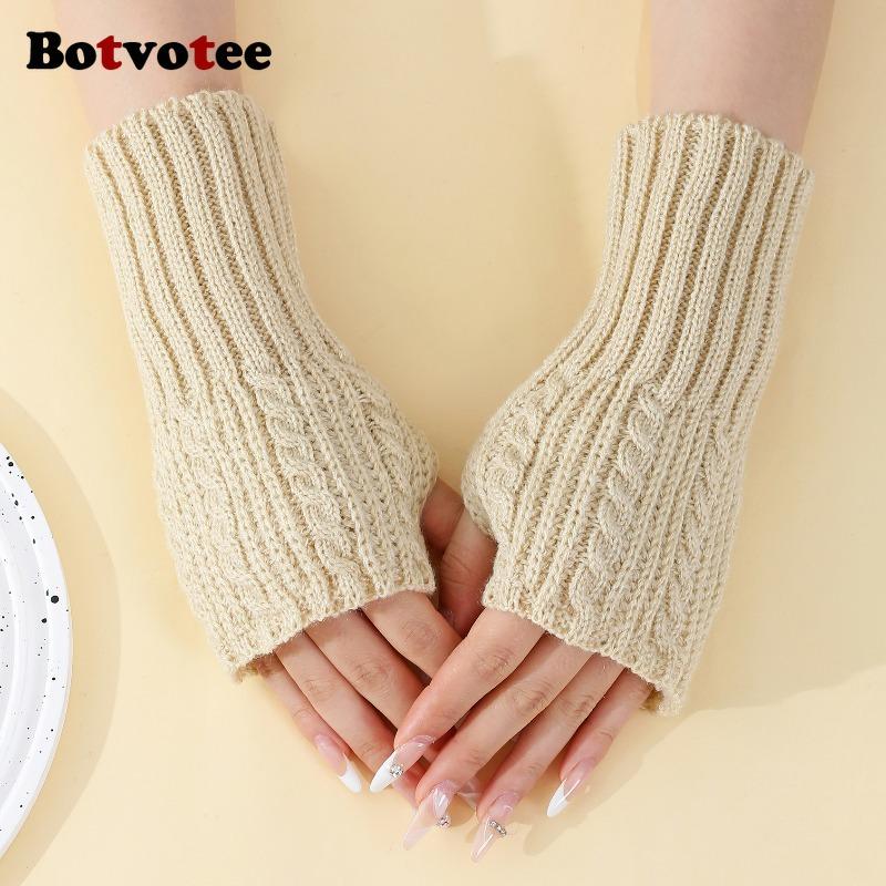 Botvotee Sleeves for Women Y2k Accessories Free Shipping Arm Sleeves Women Arm Warmers Winter Knit Warm Arm Guard Half Finger