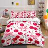 Cherry Pattern with Pink Bows Bedding Duvet Cover Set  (1*Duvet Cover 2*Pillowcases, without duvet insert)
