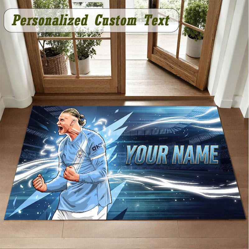 Crystal Velvet Square Rug Custom NameErling Haaland Pattern Non Slip Home Floor Decor Rug