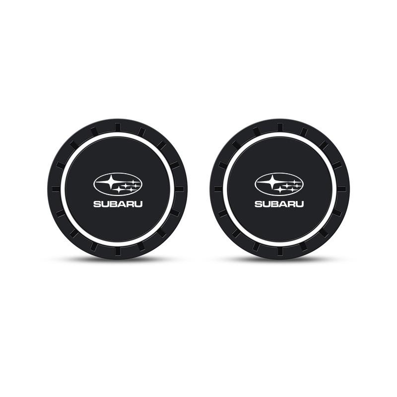 2PCS Silicone Car Coasters Water Cup Slot Non-Slip Mat Cup Mats Drink Pad For Subaru Forester XV STI Legacy BRZ Crosstrek Ascent WW3