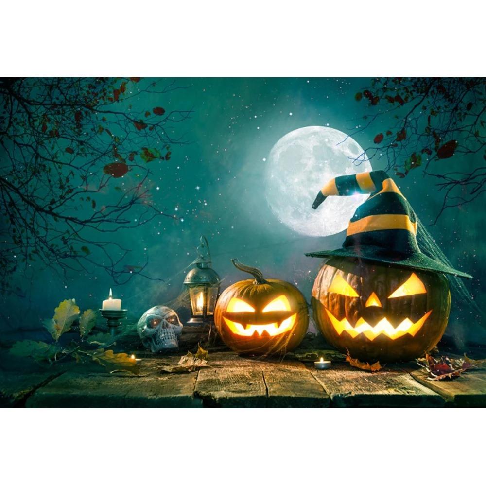 Halloween Party Decoration Hanging Cloth Pumpkin Witch Bat Castle Full Moon Night Photography Background Not Room Decoration
