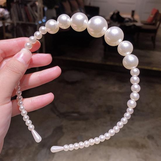 Fashion Women Hair Hoop Handmade Non-slip Faux Pearls Headband Accessory for Wedding