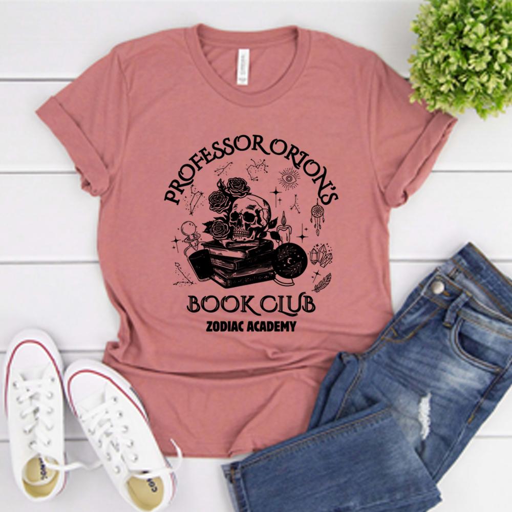 Zodiac Academy T-Shirt Professor Orions Buchclub Shirt Geschenk für Buchliebhaber Fantasy-Leser Bücherwurm Rundhals-T-Shirt Geschenk für Sie