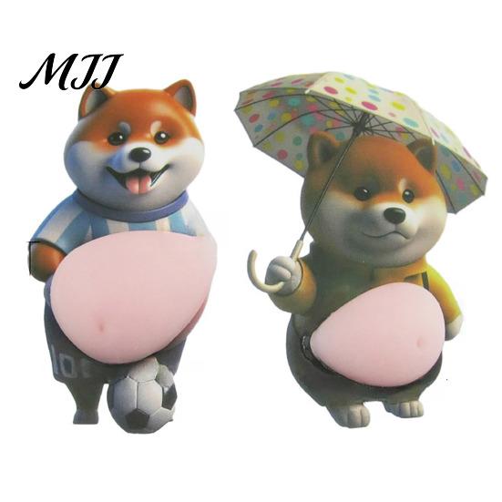 Anti-collision Sticker 1 Pair 3D Belly Dog Anxiety Stress Relief Elastic Tummy Cartoon Puppy Decal Fat Animal