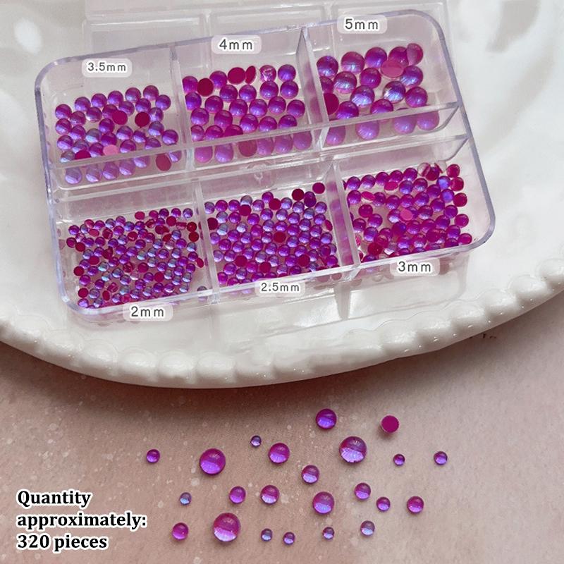 Colorful Mermaid Bubble Bead Half Round Flat Bottom Shiny Aurora Size Mixed Candy Color Nail Art Accessories Decoration Manicure