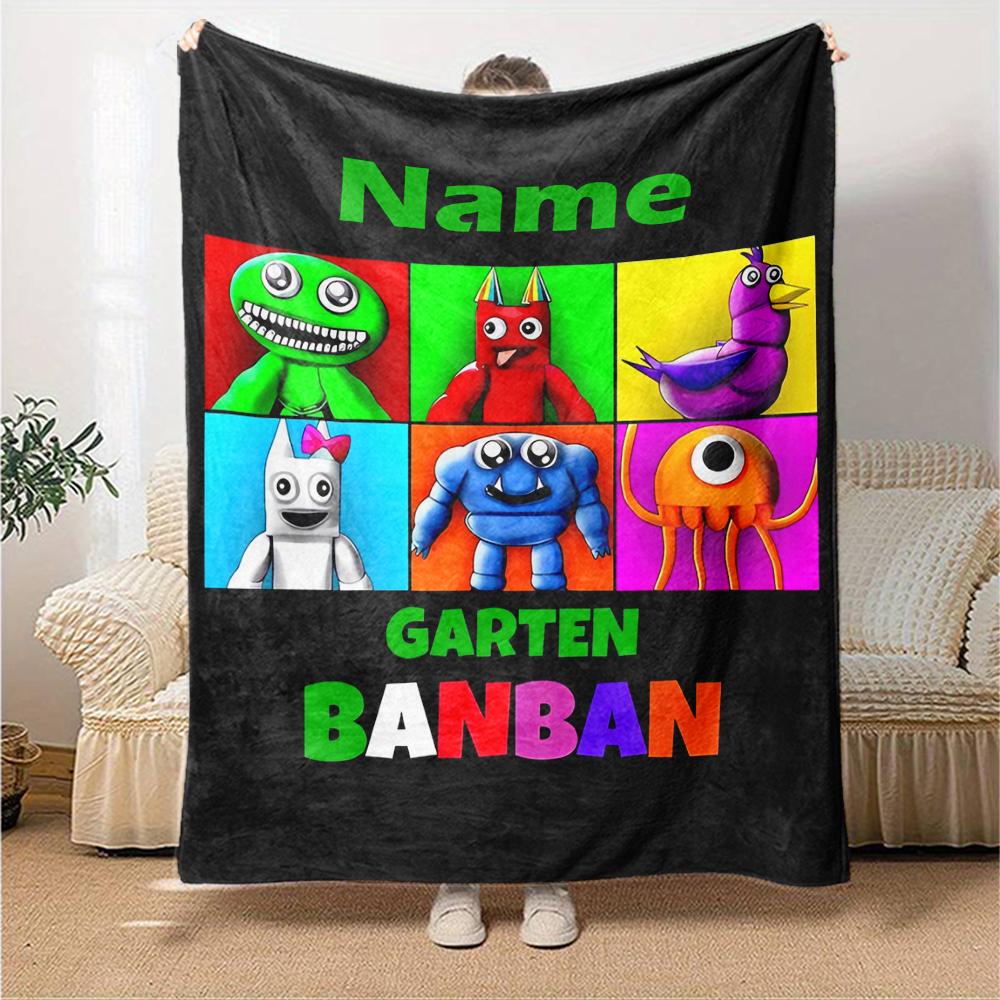 Custom Name Garten of Banban Theme Printed Blanket - Perfect for Couch, Bed, Travel & Outdoor Use | Machine Washable, Cozy & Durable.