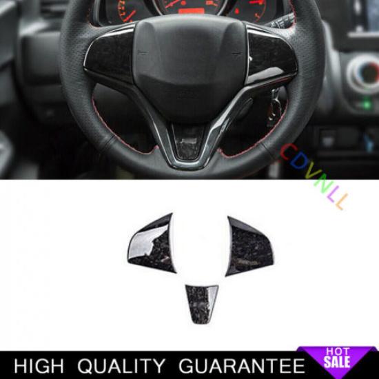 Steering Wheel Switch Cover Trim For Honda Fit/Jazz 2014- Black Wood Grain