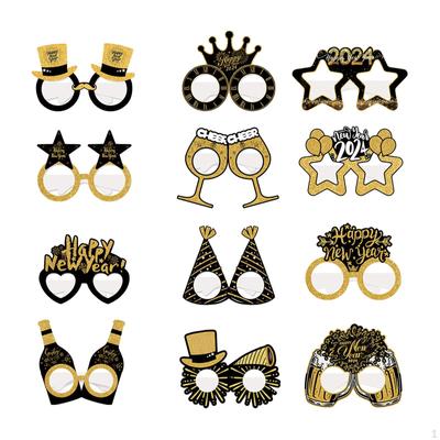12x Year Eyeglasses Decorations Frame Costume Accessories Funny Happy Glasses