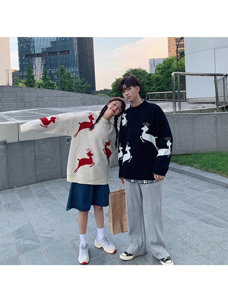 Hong Kong Style Couple Autumn Sweaters - Trendy Korean Loose Fit Lazy Pullover Knit for Men