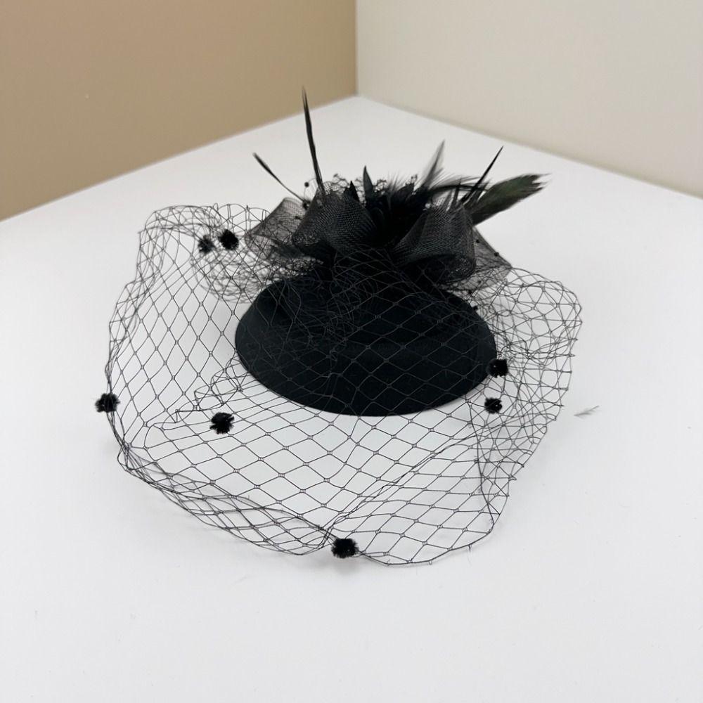 Mesh Dots Small Fedoras Headwear Headband Flower Veil Hair Clips Women Mini Mesh Hat  Dinner Party