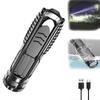 Flashlight, Multifunctional Rechargeable Flashlight High Tech Flashlight, Waterproof Flashlight (Black 1Pcs)