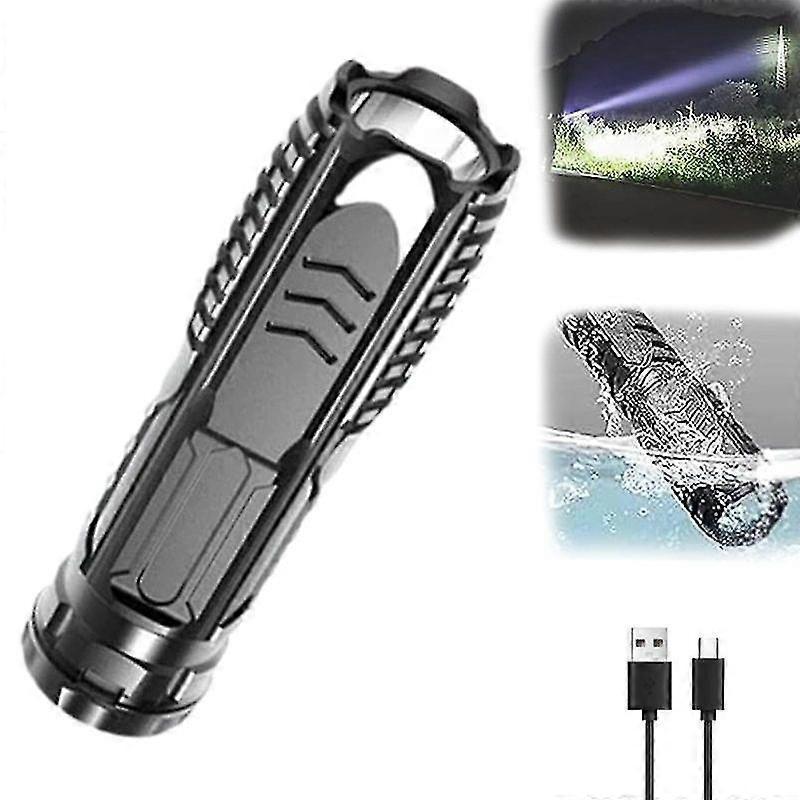 Flashlight, Multifunctional Rechargeable Flashlight High Tech Flashlight, Waterproof Flashlight (Black 1Pcs)
