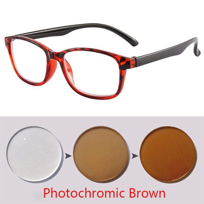 Square Frame Change Color Eyewear Photochromic Eyeglasses Women Men UV400 0 -0.5 -1.0 -1.5 -2.0 -2.5 -3.0 To -6.0