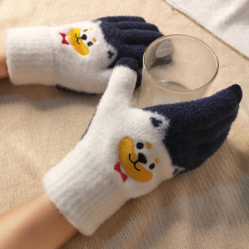 Finger-Separating Touch Screen Gloves Cartoon Dog Warm Gloves Sweety Winter Gloves Outdoor Wear