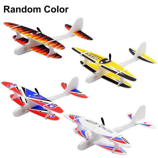 LED Light DIY Assembly Hand Throw Electric Glider Flying Airplane Model Kids Toy