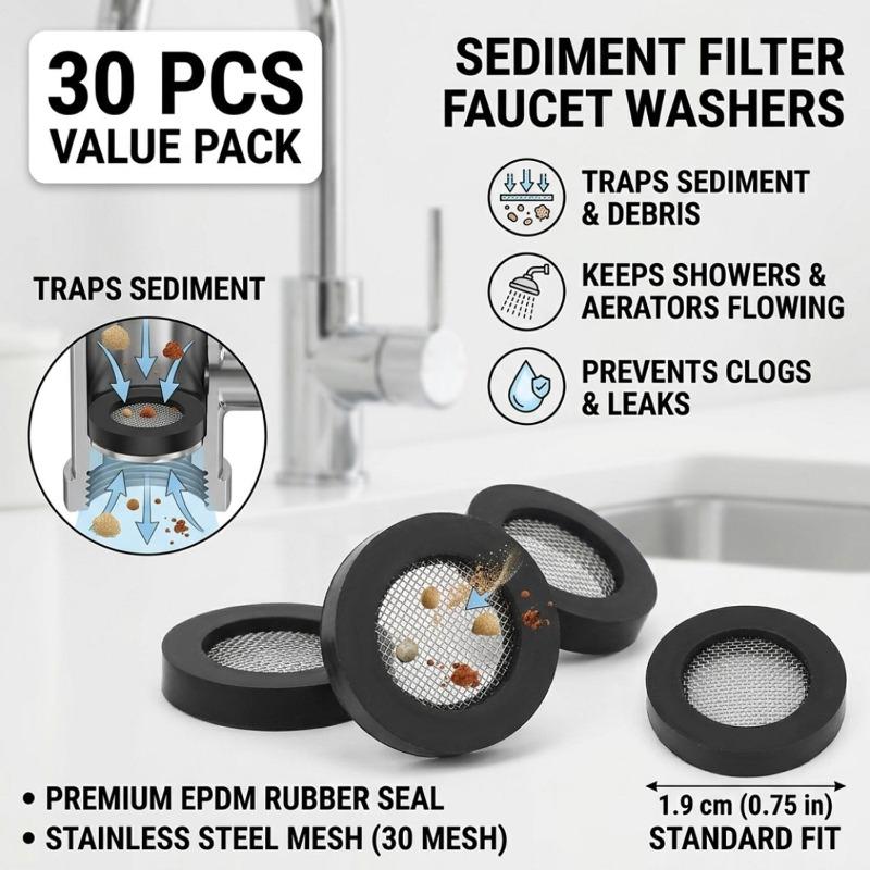 Rubber Faucet Washers Leak Proof Shower Hose Gasket Water Tap Filter Mesh Seal Ring with Net Faucet Grommet Plumbing Repair Set