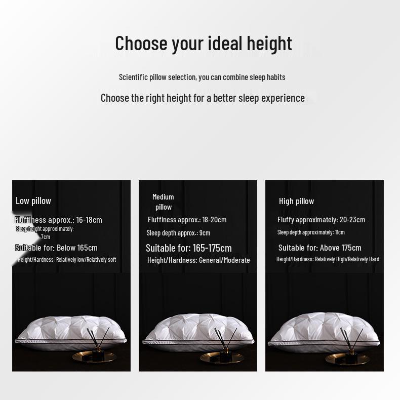 Luxury Goose Down Pillow with Cotton Cover for Neck Support