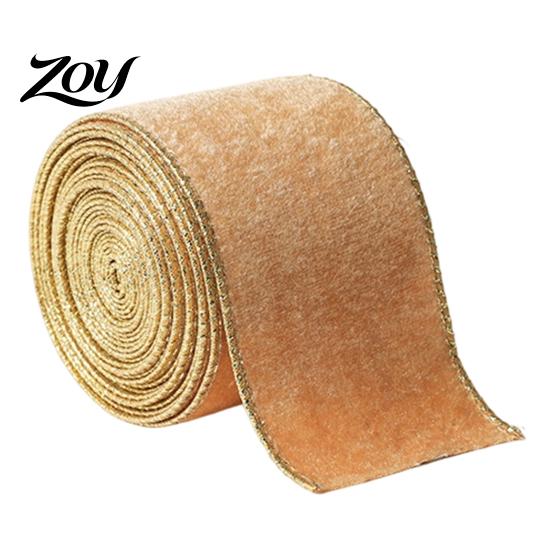 Potřeby pro ruční práce na svátky Sametová vánoční stuha, 2,5 x 78 palců stuha s drátkem a zlatými okraji Široké věnce Balení dárků, Výroba mašlí, Kutilské projekty,