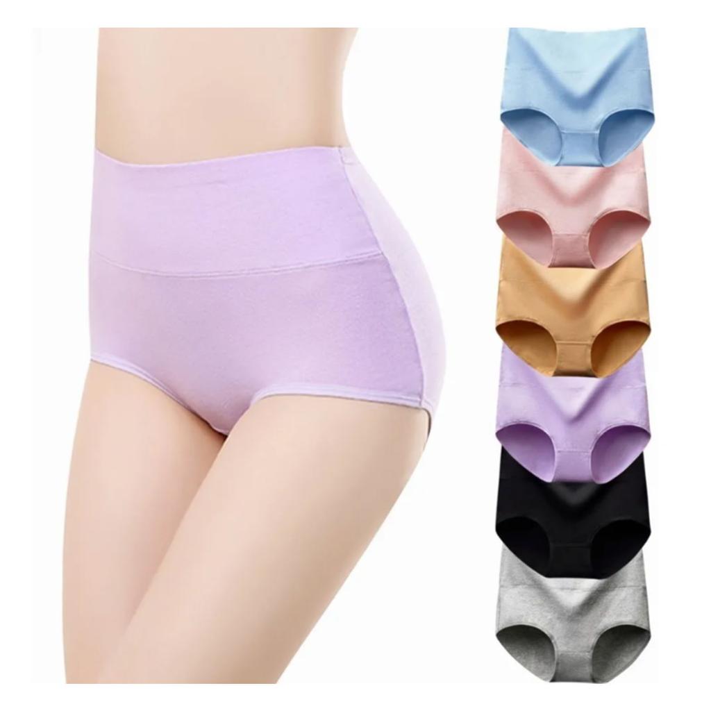 6pcs Mid Waist Underwear Women Soft Breathable Elegant Cotton Pure Color Panties for Daily Life L Assorted Color L